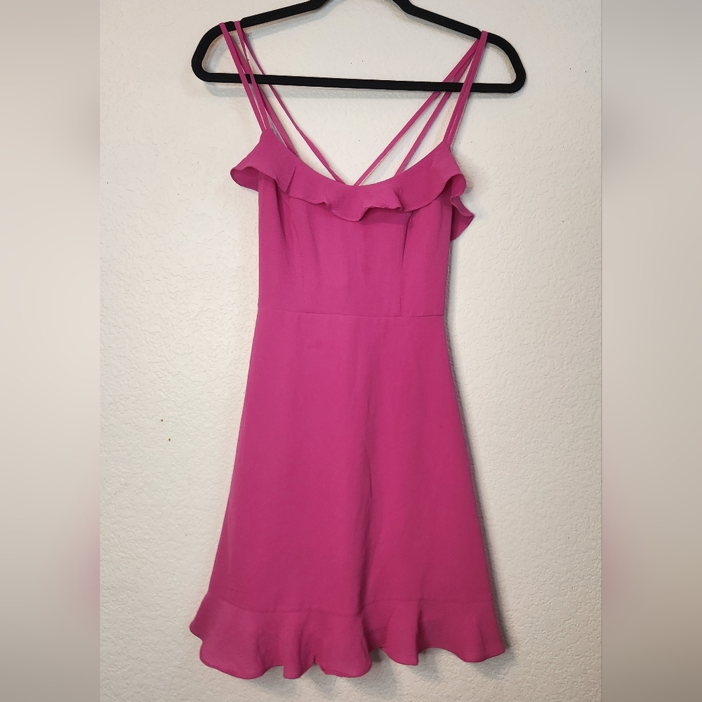 B. Darling Hot Pink Ruffled Mini Sleeveless Strappy Lined‎ Dress, Size 1/2